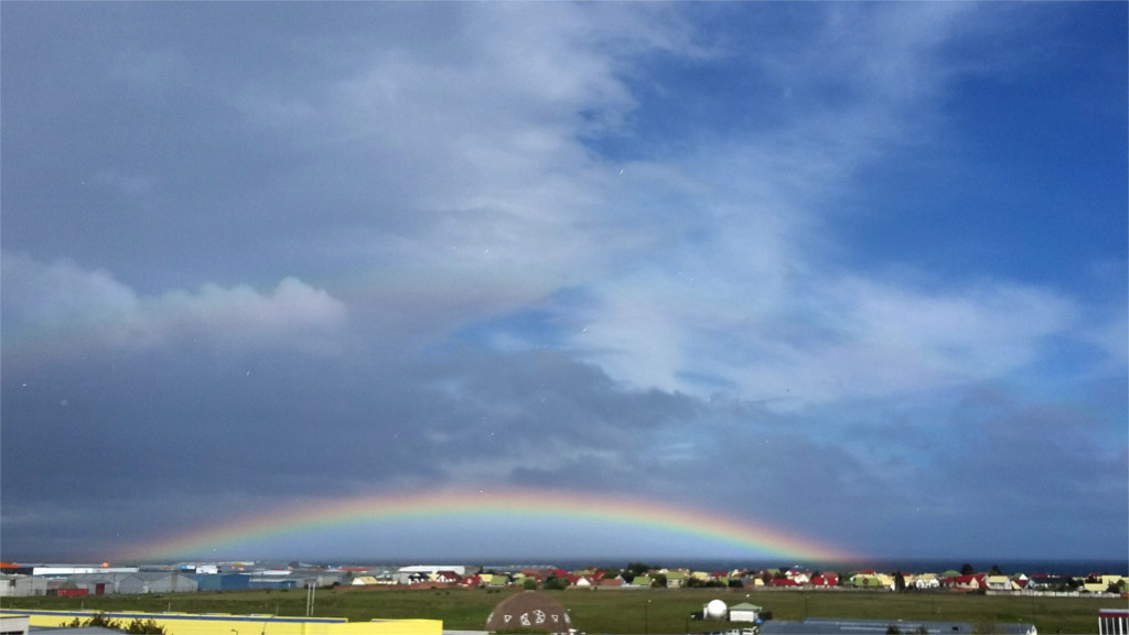 Rainbow over Punta Arenas after passage of a cumulus congestus